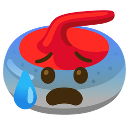 Anxious face with sweat and Curling stone