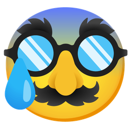 Anxious face with sweat and Disguised face