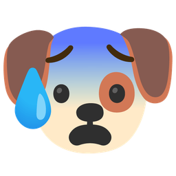 Anxious face with sweat and Dog face