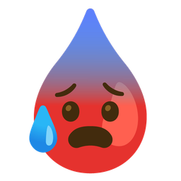 Anxious face with sweat and Drop of blood