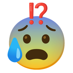 Anxious face with sweat and Exclamation question mark