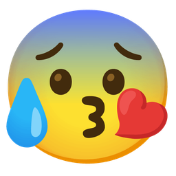 Anxious face with sweat and Face blowing a kiss