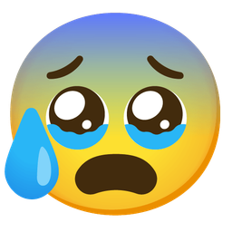 Anxious face with sweat and Face holding back tears