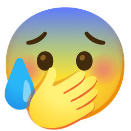 Anxious face with sweat and Face with hand over mouth