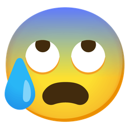 Anxious face with sweat and Face with rolling eyes