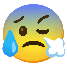 Anxious face with sweat and Face with steam from nose