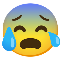 Anxious face with sweat and Face with tears of joy