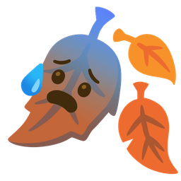 Anxious face with sweat and Fallen leaf