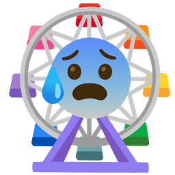 Anxious face with sweat and Ferris wheel