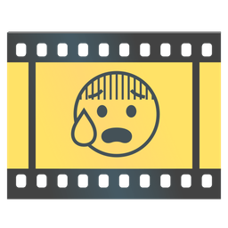 Anxious face with sweat and Film frames