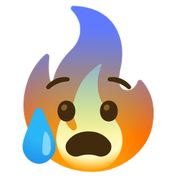 Anxious face with sweat and Fire