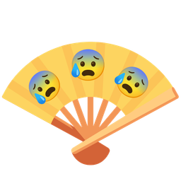 Anxious face with sweat and Folding hand fan