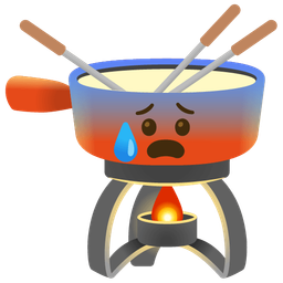 Anxious face with sweat and Fondue