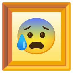 Anxious face with sweat and Framed picture