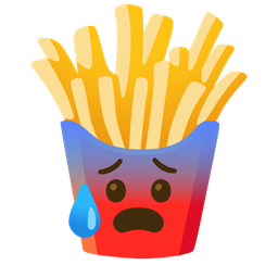 Anxious face with sweat and French fries