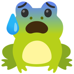 Anxious face with sweat and Frog