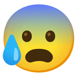 Anxious face with sweat and Frowning face with open mouth