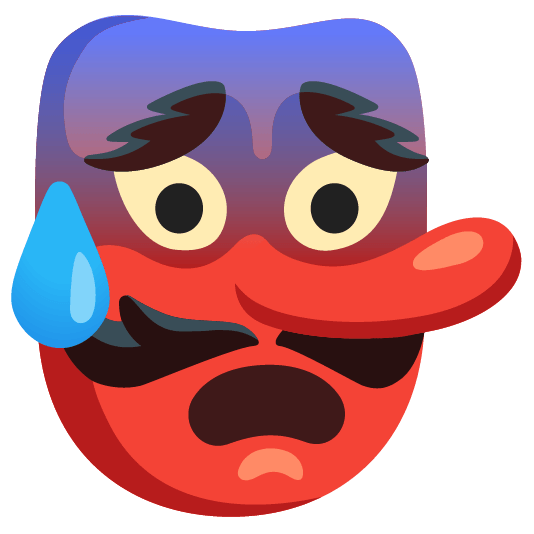 Anxious face with sweat and Goblin