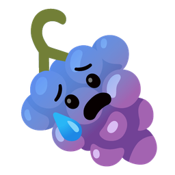 Anxious face with sweat and Grapes