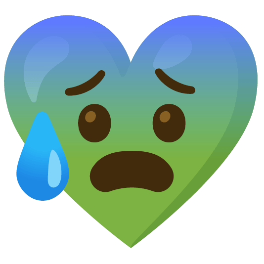 Anxious face with sweat and Green heart