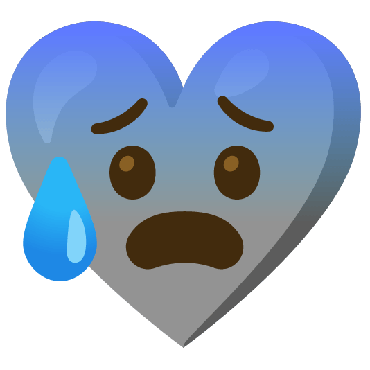 Anxious face with sweat and Grey heart