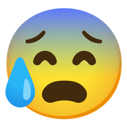 Anxious face with sweat and Grinning face with smiling eyes