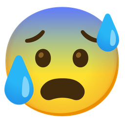 Anxious face with sweat and Grinning face with sweat