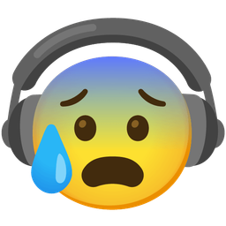 Anxious face with sweat and Headphone