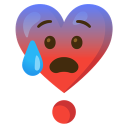 Anxious face with sweat and Heart exclamation