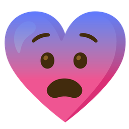 Anxious face with sweat and Heart with ribbon