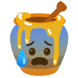 Anxious face with sweat and Honey pot