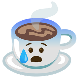 Anxious face with sweat and Hot beverage