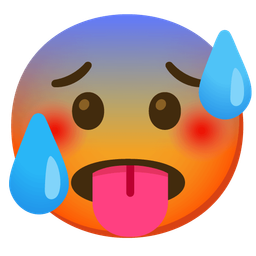 Anxious face with sweat and Hot face