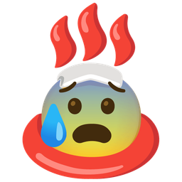 Anxious face with sweat and Hot springs