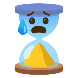 Anxious face with sweat and Hourglass done