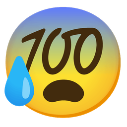Anxious face with sweat and Hundred points