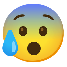 Anxious face with sweat and Hushed face