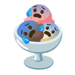 Anxious face with sweat and Ice cream
