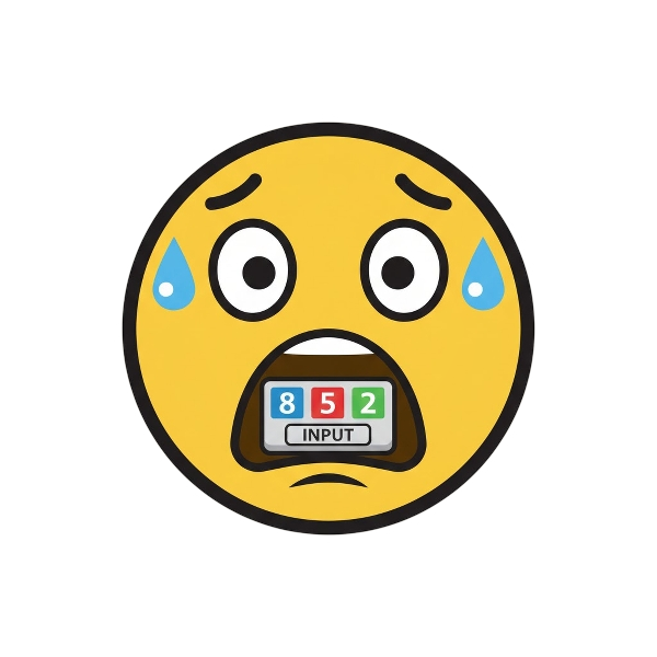 Anxious face with sweat and Input numbers