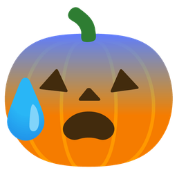 Anxious face with sweat and Jack-o-lantern