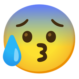 Anxious face with sweat and Kissing face with smiling eyes