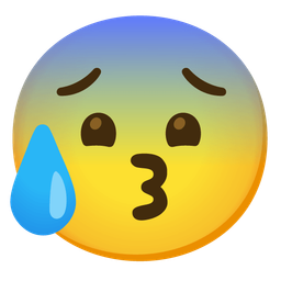 Anxious face with sweat and Kissing face