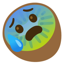 Anxious face with sweat and Kiwi fruit