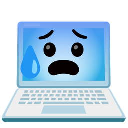 Anxious face with sweat and Laptop