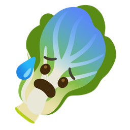 Anxious face with sweat and Leafy green