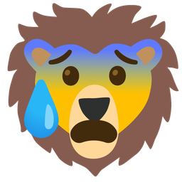Anxious face with sweat and Lion