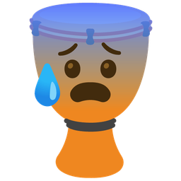 Anxious face with sweat and Long drum