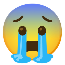 Anxious face with sweat and Loudly crying face