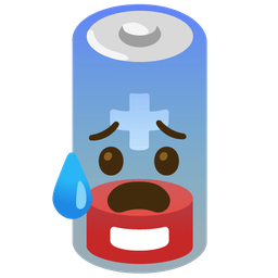 Anxious face with sweat and Low battery