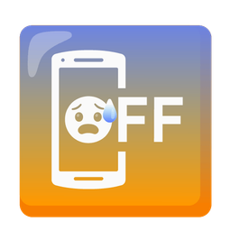 Anxious face with sweat and Mobile phone off